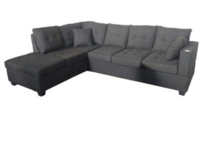Luna - Dark Grey Sectional with Cup Holder